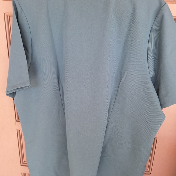 Mandala Plus Sz3XL Scrub Top Teal Short Sleeve V Neck Dbl Pockets Like New - Picture 5 of 7